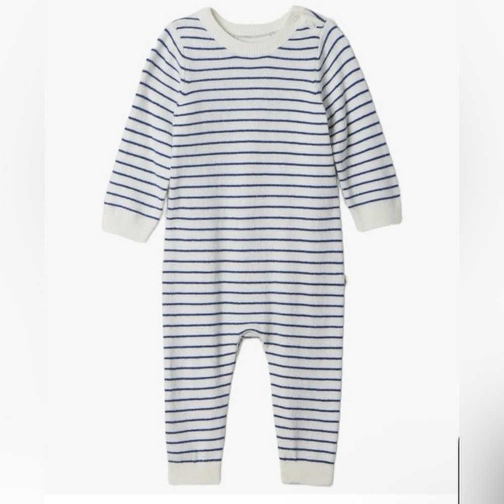 NWT Baby GAP Striped Cream and Blue One Piece, 12-18 months